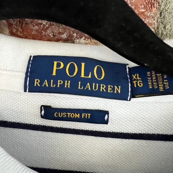 Polo by Ralph Lauren White and Black Striped Polo Shirt - Picture 3 of 4